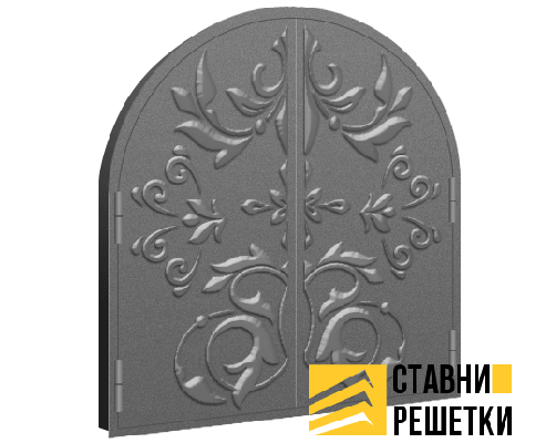 Ставни глухие двупольные арочные с ковкой ГС-06