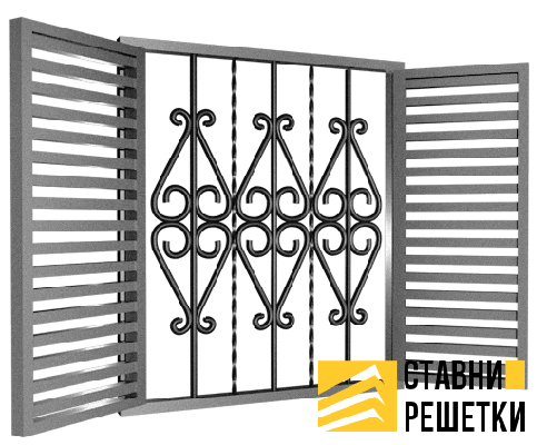 Ставни-жалюзи с кованой решеткой ЖС-18